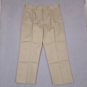 Edwards Khaki Pants Mens 40x30 Brown Pleated Chino‎ Poly Cotton Woven